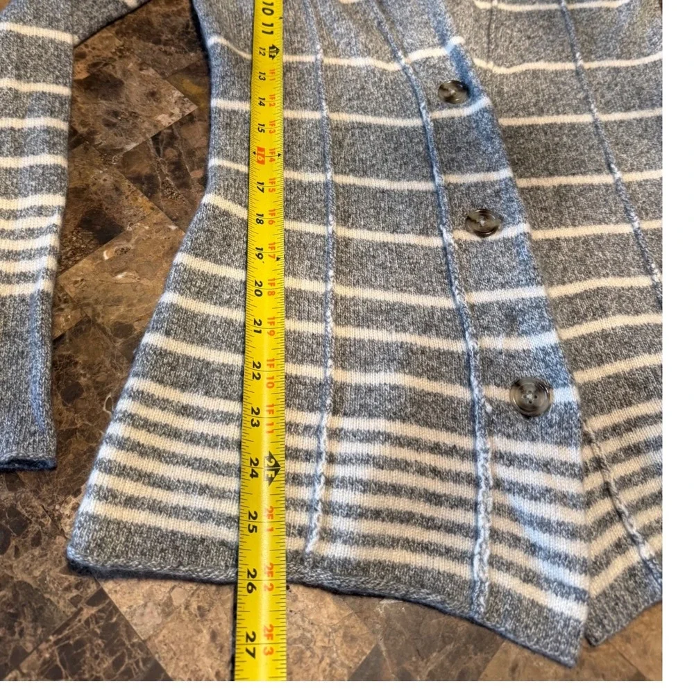 Banana Republic Grey Striped Lambswool Cashmere Shawl Collar Cardigan Sweater M